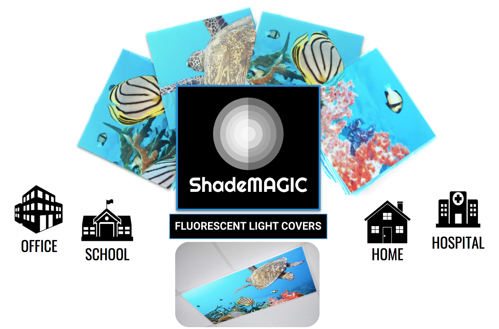 ShadeMAGIC Fluorescent Light Covers - Light Filter - Under the Sea