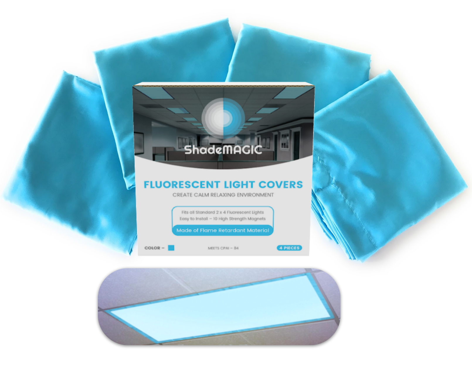 ShadeMAGIC Fluorescent Light Covers - Aqua Blue