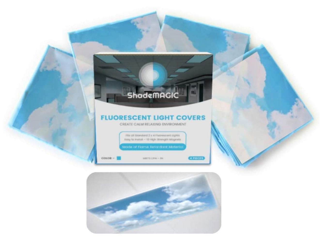 ShadeMAGIC Fluorescent Light Filter Covers - Cloud - 8 pack