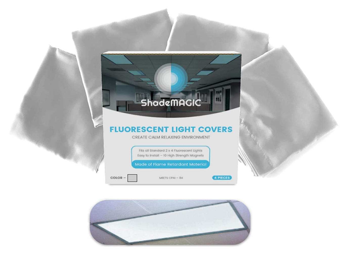 ShadeMAGIC Fluorescent Light Covers - Calming Grey